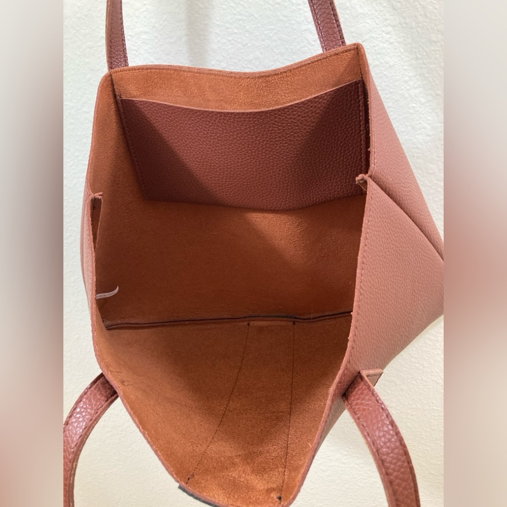 Vince Camuto Luck Tote Rust Black Vegan Leather Handbag - Picture 5 of 7